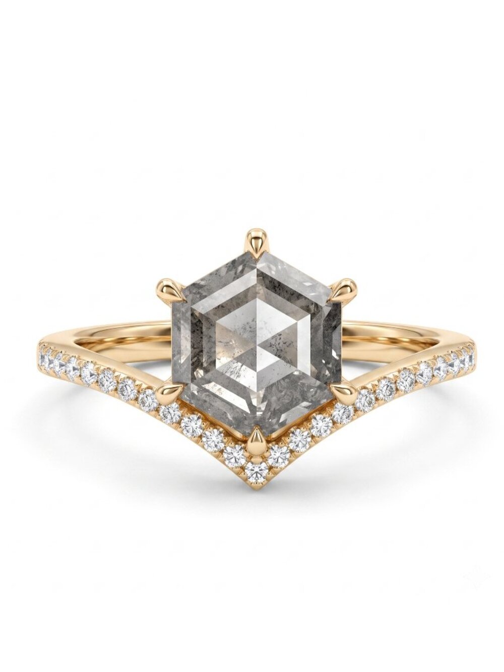 Honeycomb Bee Wishbone ring, 925 Sterling Silver 10k Gold Charmed Aroma